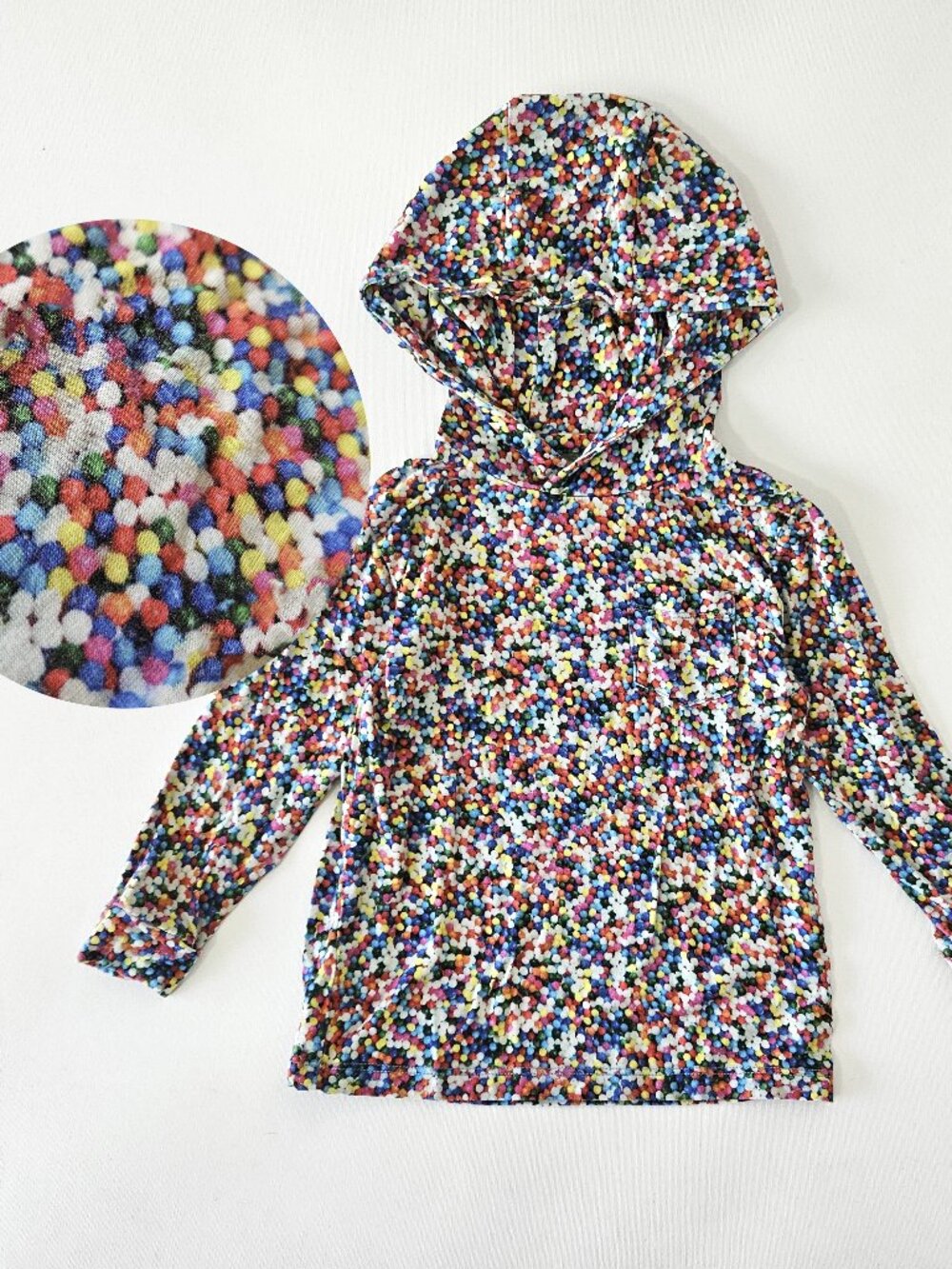 Muse Threads Rainbow Birthday Sprinkles Bamboo Pullover Hoodie XXS / 12-24 M